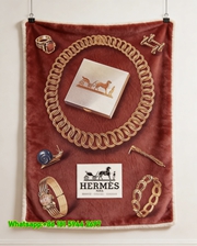 Hermès Vintage Gold Jewelry Print Flannel Throw Blanket IMG_5130